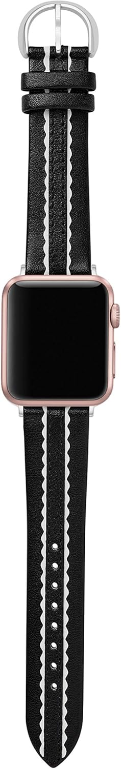Kate Spade New York Women's Leather Apple Watch Band 38mm 40mm Color: Black/White (Model: KSS0004): Watches