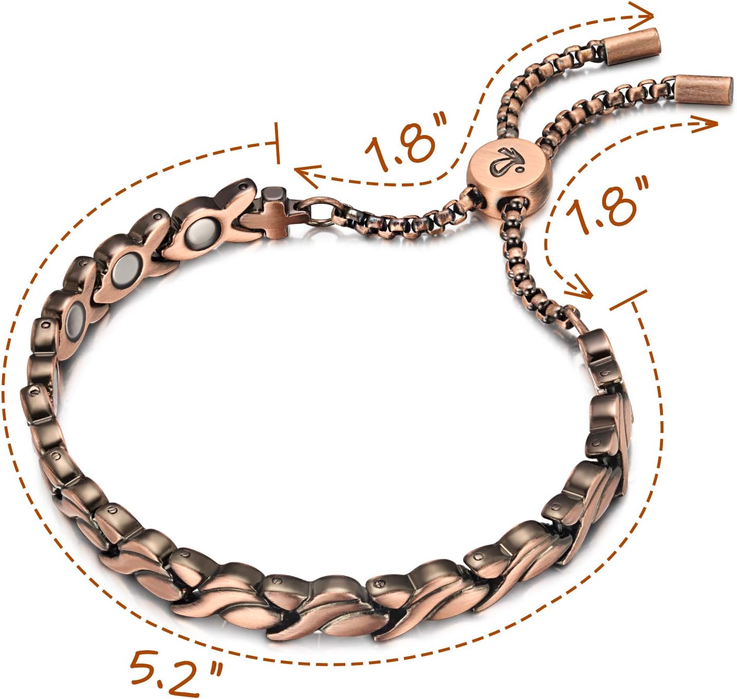 RainSo Women Pure Copper Magnetic Therapy Health Care Bracelets Pain Relief for Arthritis Adjustable Design with Display Box (Petal Style): Health & Personal Care