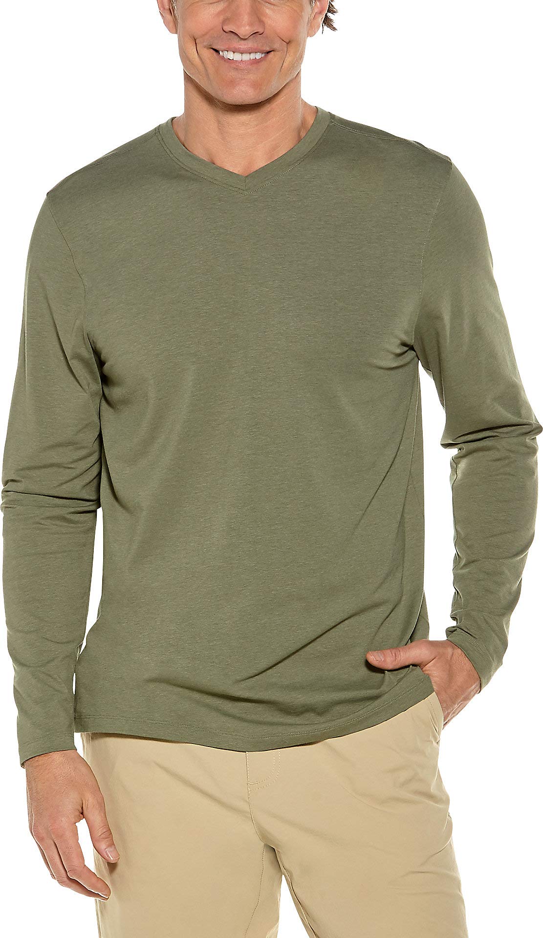UPF 50+ Men's Morada Everyday Long Sleeve V-Neck T-Shirt - Sun Protective
