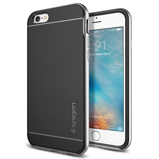iPhone 6S Hülle, Spigen® [Neo Hybrid] Dual-Layer Schutzrahmen [Satin Silber] TPU Schale + PC Farbenrahmen / 2-teilige Premium Handyhülle / Schutzhülle für iPhone 6/6S Case, iPhone 6/6S Cover - Satin Silver (SGP11620)