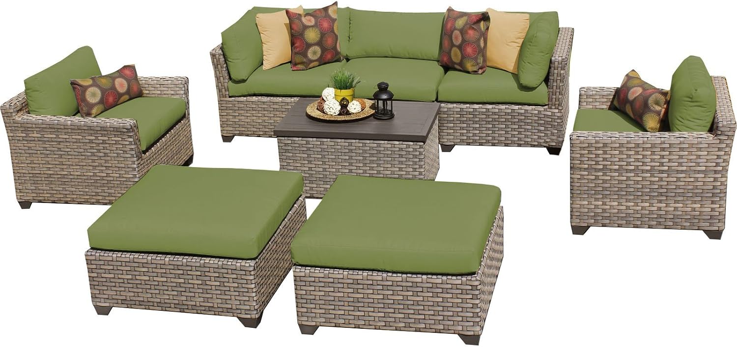 Amazon Com Tk Classics 8 Piece Monterey Outdoor Wicker Patio Furniture Set Cilantro 08a Garden Outdoor
