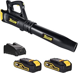 TECCPO Akku Laubbläser, 18 V, 2,0 Ah mit 2 Akkus &amp; Ladegerät, Leichtes Gewicht (2 kg), Hohe Windgeschwindigkeit, Geräuscharm -TDAB01G