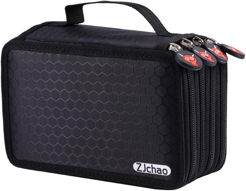 ZJchao 72 Piece Colors Pencil Case Pen Bag Pouch Stationary Case with Large Capacity Oxford Multi-layer Pencil Organizer (Black)