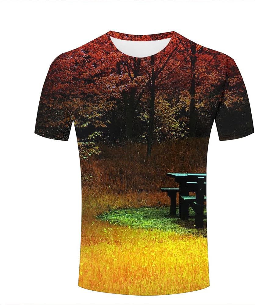qianyishop Mens 3D Printed Natural/Maple Forest Graphic Couple T-Shirts