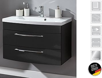 Mobelando Waschplatz Waschtisch Badezimmerschrank Waschbecken Unterschrank Bad Rima I Anthrazit Anthrazit Hochglanz Amazon De Kuche Haushalt
