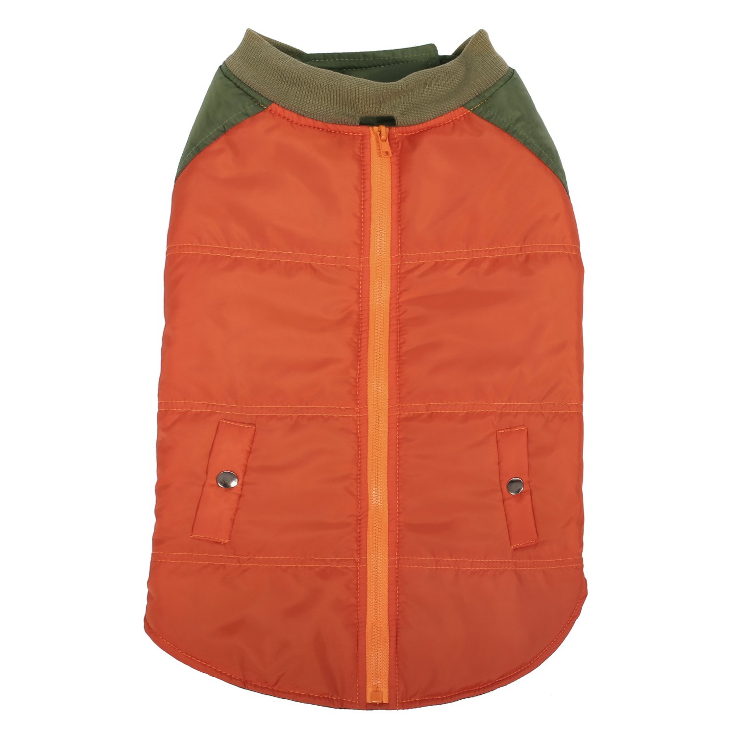 Pecute Dog Vest Color Blocking Winter Warm Pet Apparel with Strap Closure Orange X-Small