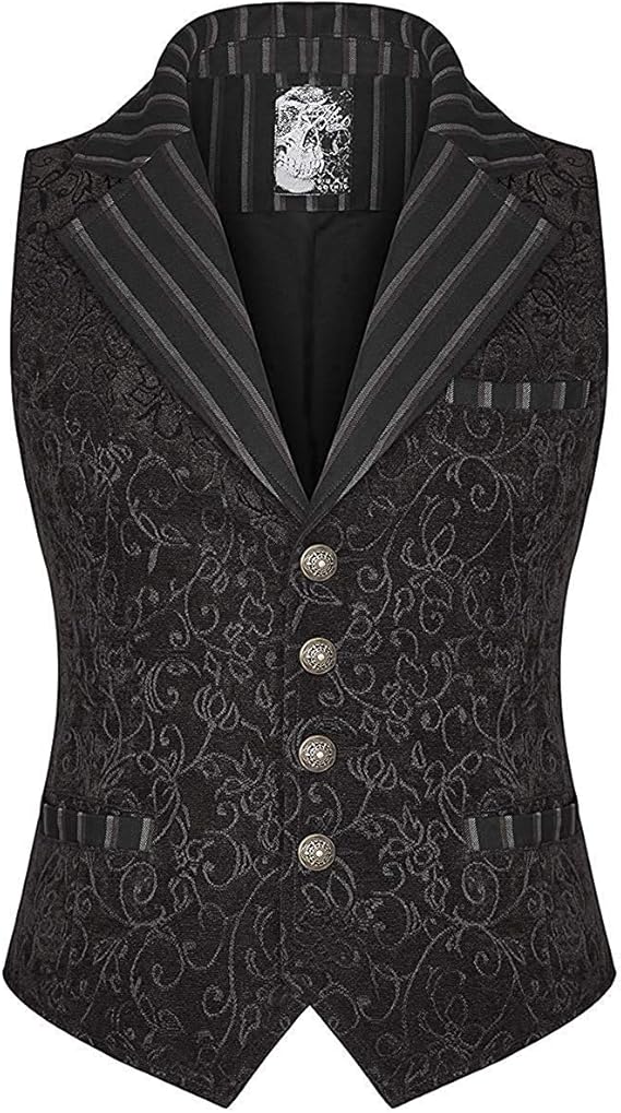 Cosplay Chaleco Victoriano Hombre Disfraz Traje Negro Hombre