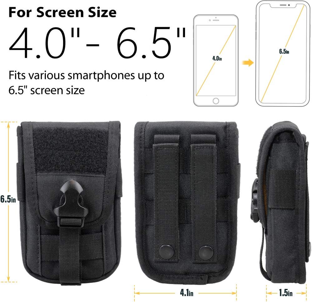 WYNEX Tactical Phone Pouch Molle, Smartphone Holster Bag EDC Utility Cellphone Lock Card Holder Organizer Fit for Waist Belt Case Include Tactical Gear Clip and U.S.A Patch : Sports & Outdoors