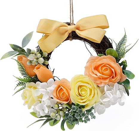 Amazon 枯れない花 リース ソープフラワー バラ ローズ 石鹼花 花 キューピット 手作り 造花 お花 ギフト 誕生日 母の日 敬老の日 還暦祝い 結婚祝い クリスマス リース 玄関飾り インテリア おしゃれ 壁掛け 贈り物 妻 彼女 女性プレゼント レモンイエロー 造花