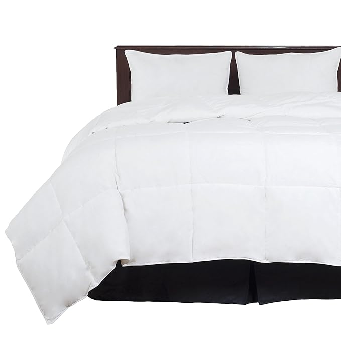Lavish Home Full/Queen Comforter, White Goose Down Alternative Comforter, Hypo-Allergenic, Quilted Box Stitched, All Season Bed Comforter