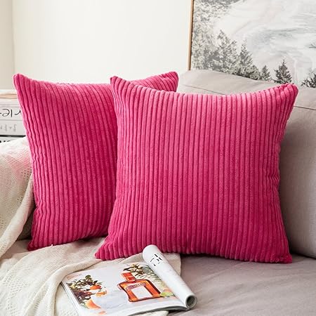 Amazon Com Miulee Pack Of 2 Corduroy Soft Solid Decorative Square