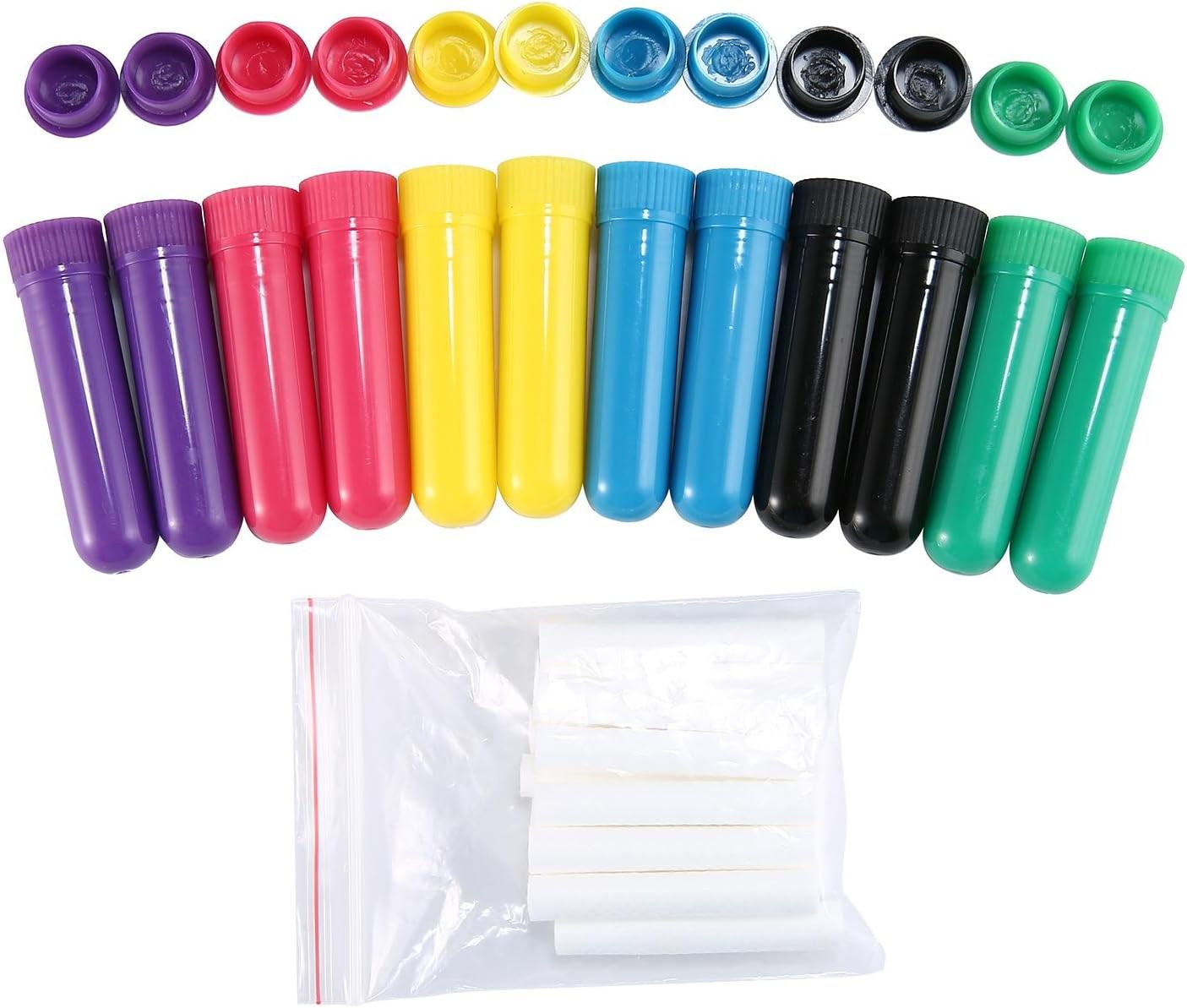 AKORD 12PCS Essential Oil Inhaler Tubes, Refillable Nasal Inhaler Tubes for Essential Oils