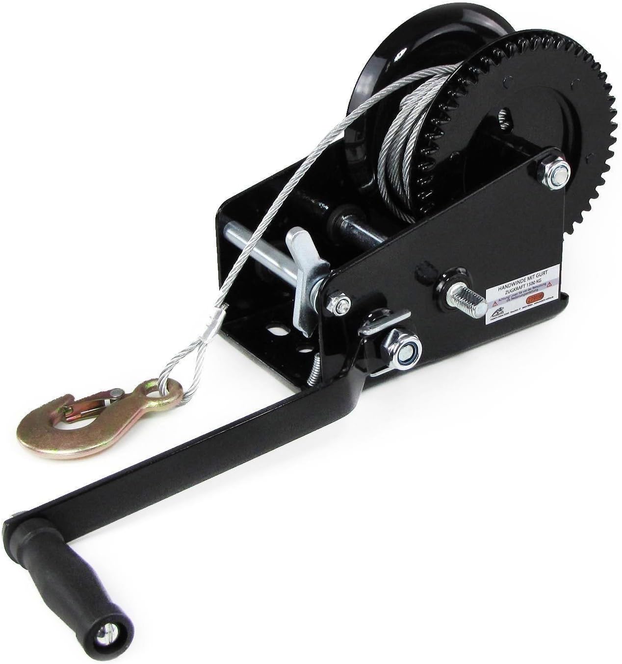 Verricello Traino Auto Verricello Manuale Professionale 1500kg - Con Fune Metallo 10m Per Auto E Rimorchi Argano Professionale Rimorchi