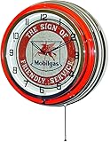 Mobilgas Flying Pegasus 18" Red Double Neon Wall Clock