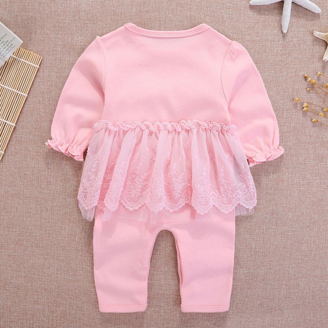 Longra Body Bebe Fille Combinaison Enfant Manche Longue Uni Dentelle Jumpsuit Princesse Romper Haut A Manches Longues Vetements De Nuit Habits Bebe Mode Pyjama Bebe Originaux Sweats A Capuche Vetements De Sport