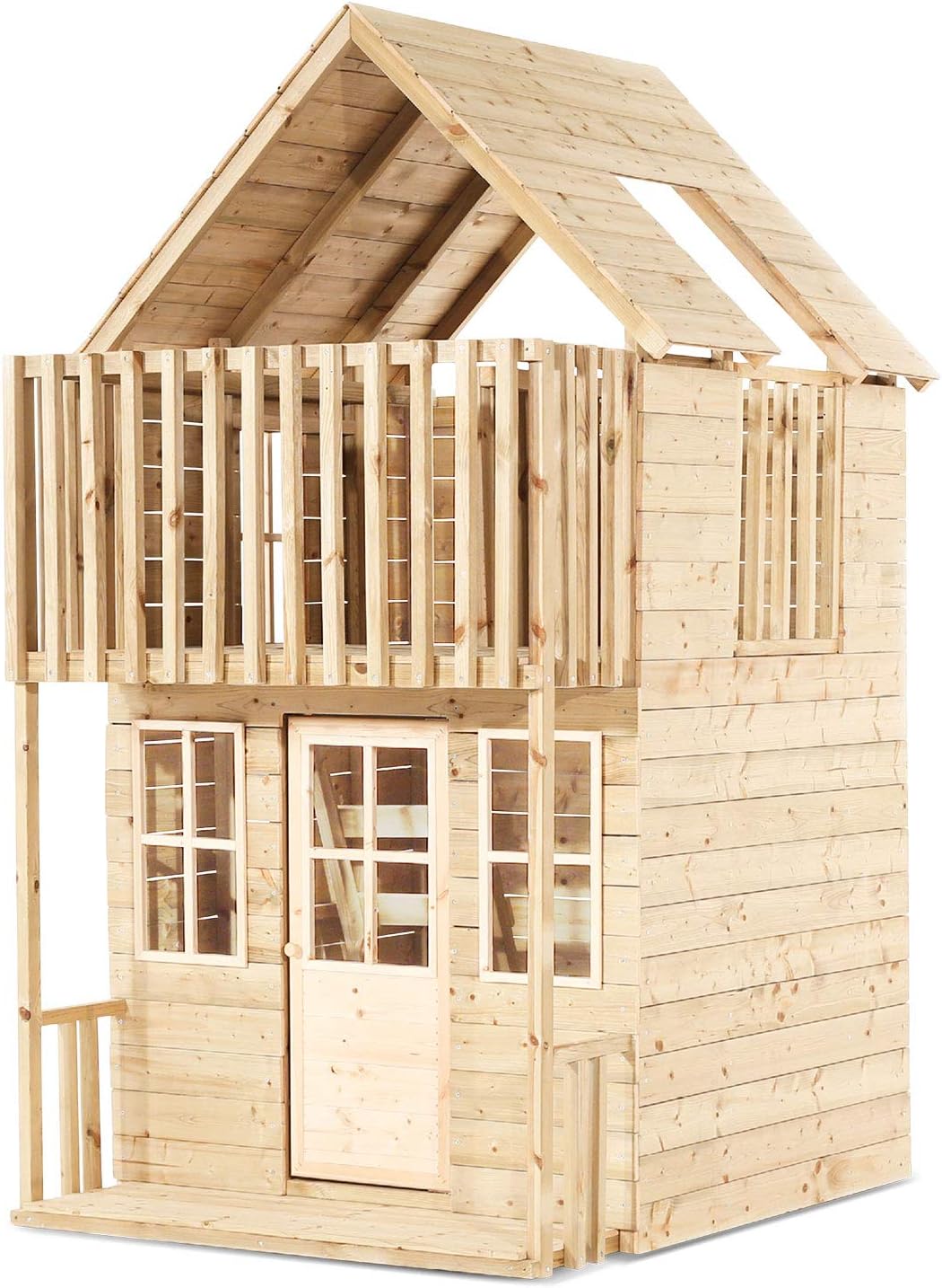 wooden playhouse with loft