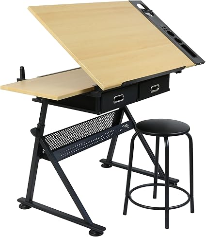 Hartleys Planche A Dessin Entierement Reglable Bureau Et Tabouret Inclus Amazon Fr Cuisine Maison