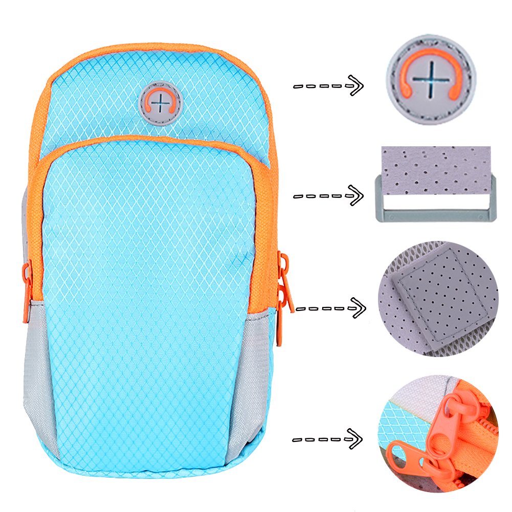 Sports Armband Arm Bag Multifunctional Sports Pocke For Men and Women Running,Cycling,Gym Exercise,Fits Up To iPhone 7/7 Plus, 6s/6s Plus, Samsung Galaxy S8/S7/S6/ Edge 6.0 Inch