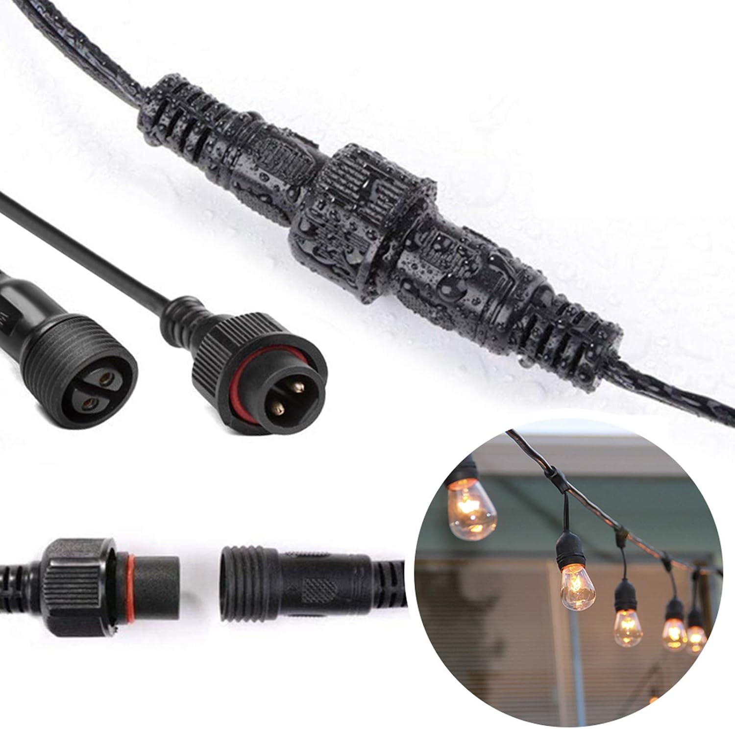 Airsnigi Waterproof Extension Cable for G40 Clear Outdoor Garden Globe