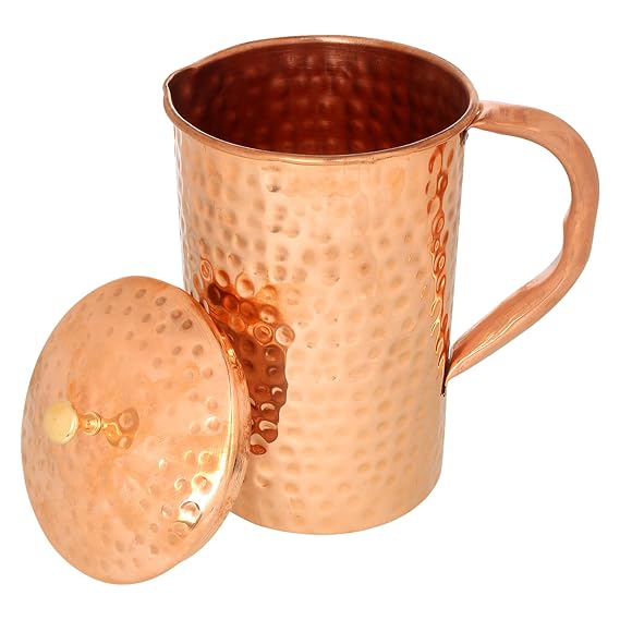Zap Impex Pure Copper Hammered Jug with Lid, for Health Benefits