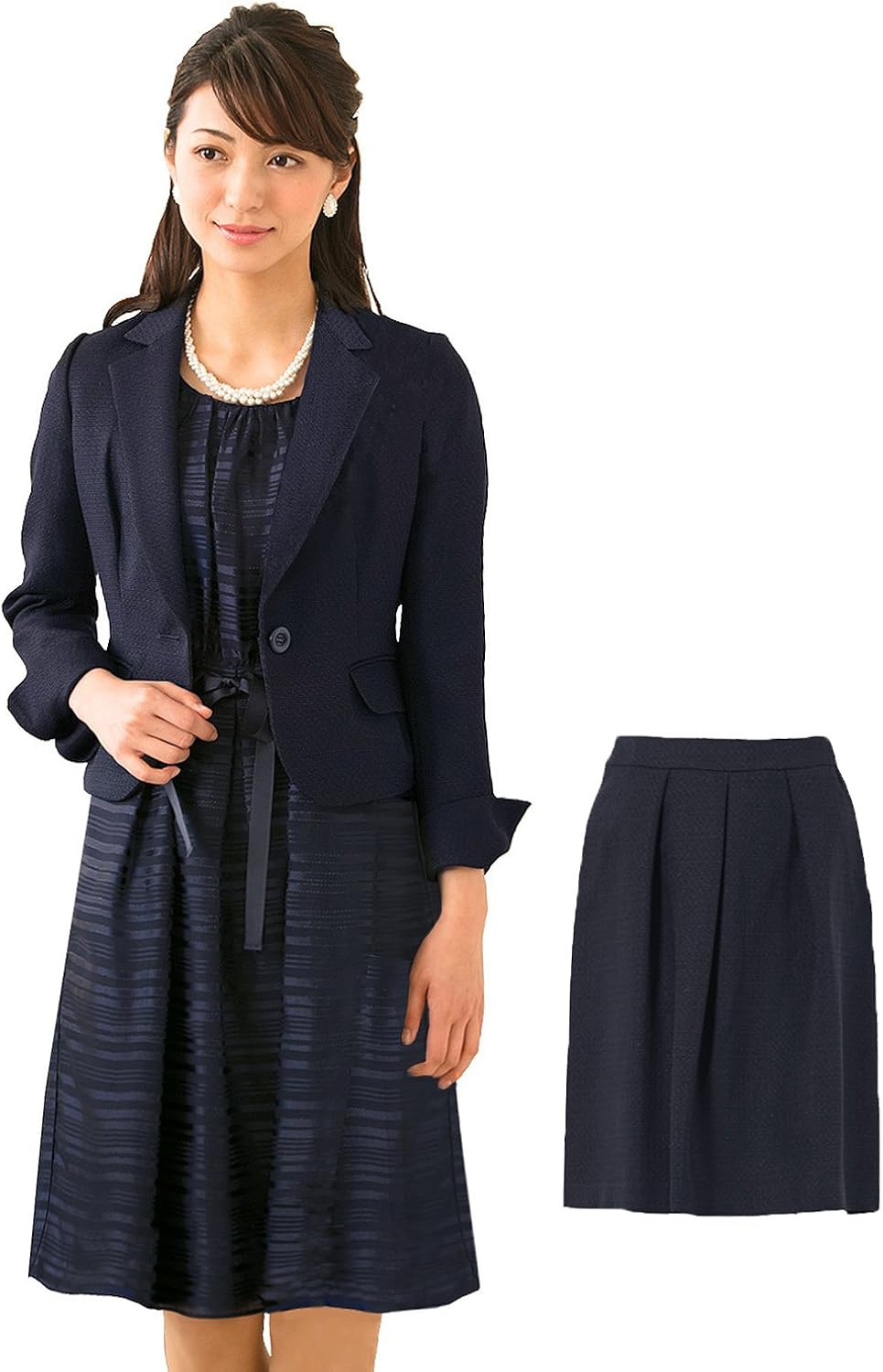 アッドルージュ Addrouge スーツ レディース セット ジャケット セレモニースーツ フォーマルスーツ ワンピーススーツ T 15号 A ネイビー ネイビーボーダー ワンピーススーツ 通販 Amazon