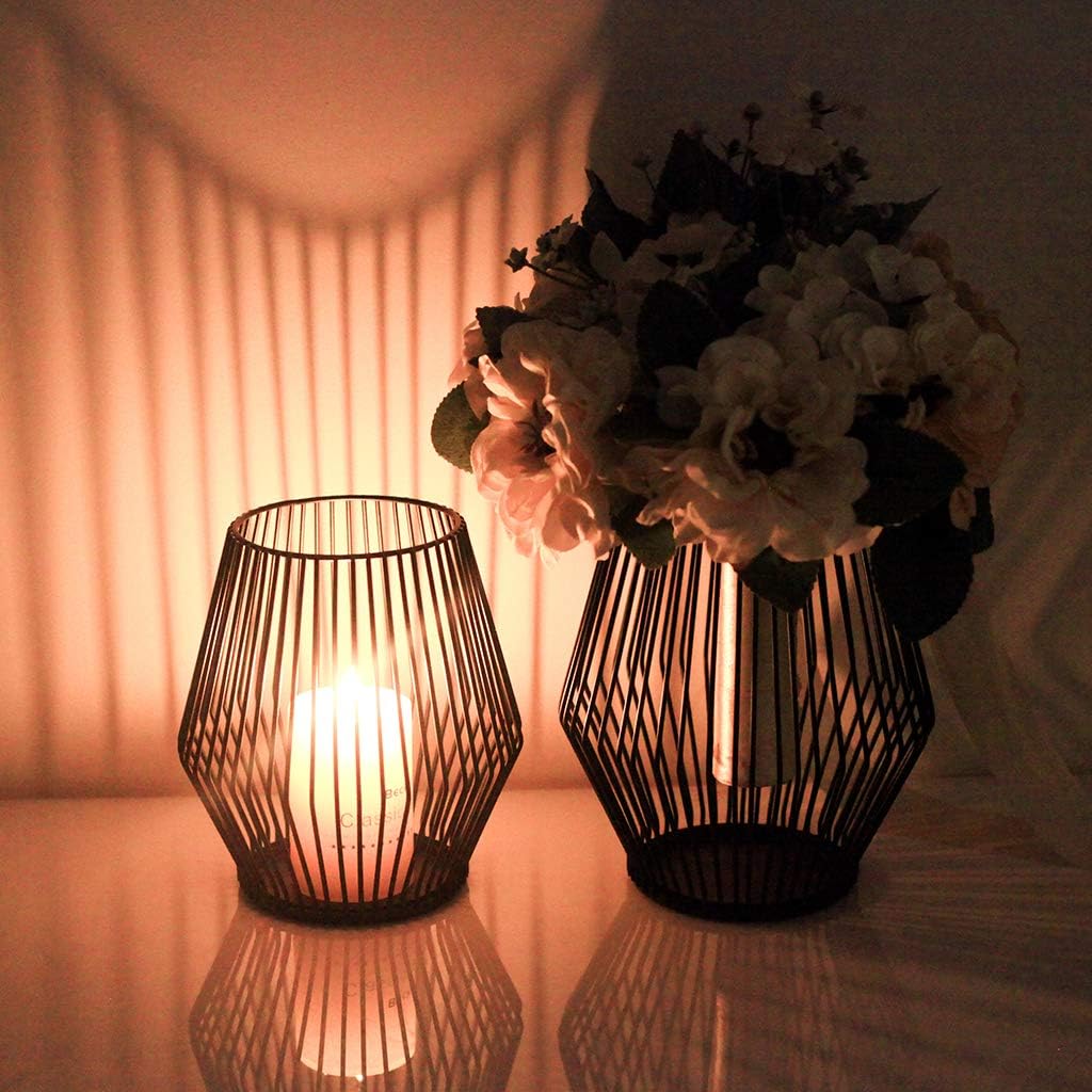 HUANGXIN Retro Candle Holders 2 Pcs Cylindrical Metal Candle Stand for Pillar & LED Candle Festival Birthday Candlelight Dinner Decorative Candleholders Black… (2, s+l): Home & Kitchen