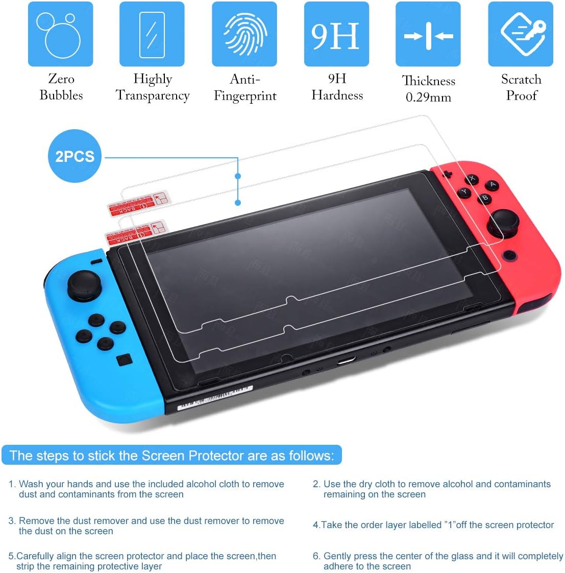 Carrying Case for Nintendo Switch with 2 Pack Screen Protector, 2 Pack Game Card Holder,Protective Hard Portable Travel Carry Case for 20 Game Cartridges and other Nintendo Switch Console Accessories: Electronics