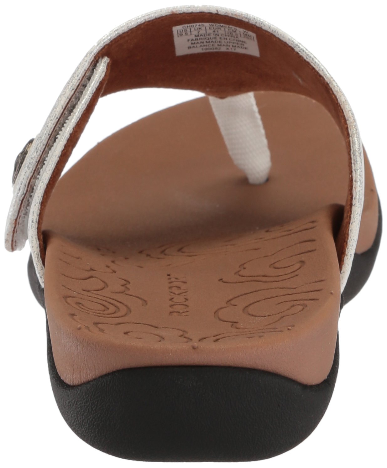 Rockport Women's Ridge Button Thong Sandal, Silver, 10 M US - Image 3