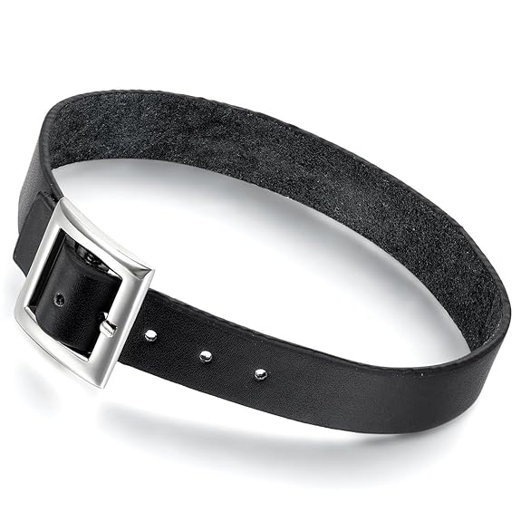Cupimatch Herren Damen Handgefertigt Gotik Punk Lederhalsband Choker Sklave Kragen Halsketten PU Leder, Verstellbaren Größen 