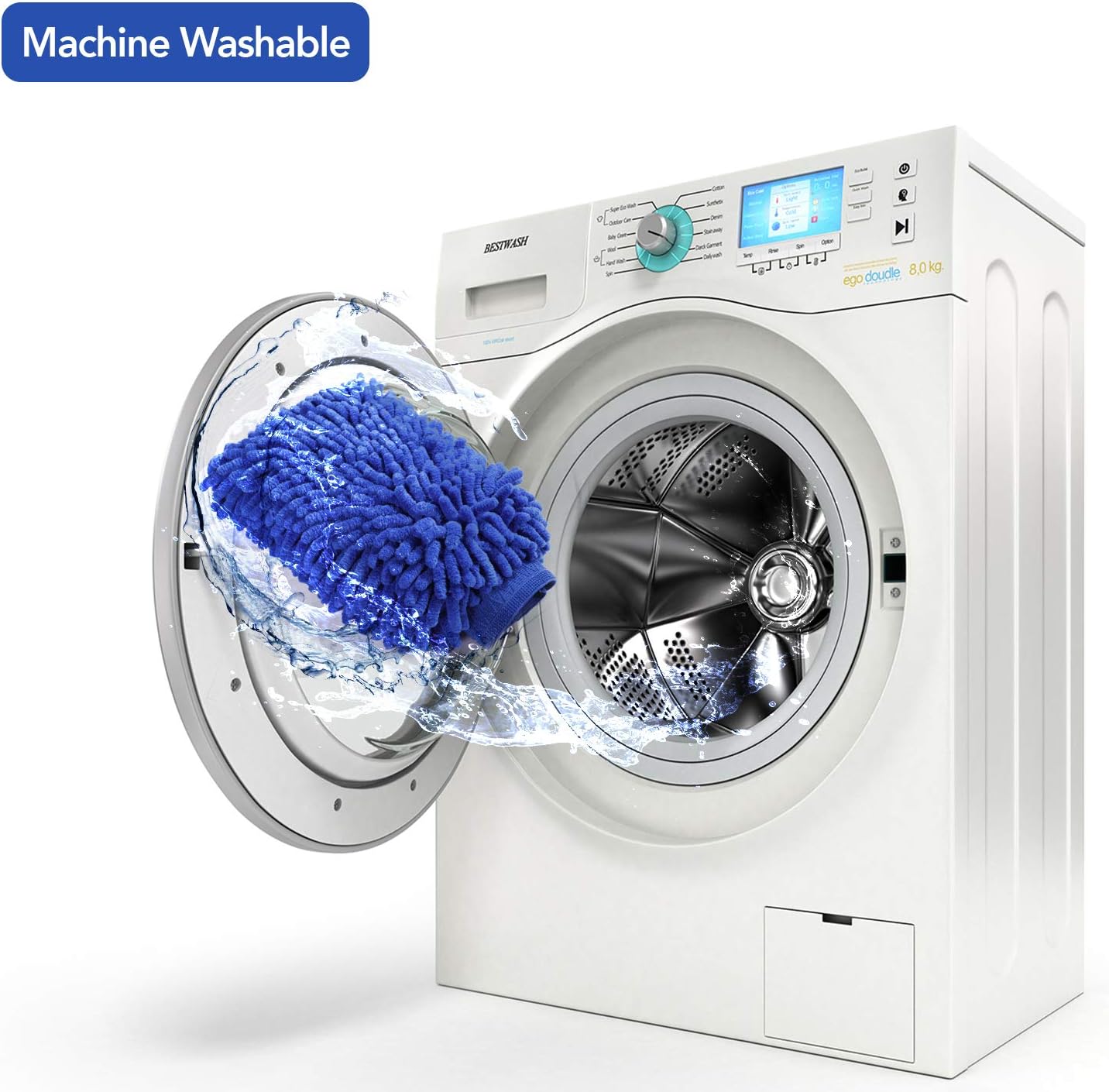 HOUSE DAY Microfiber Car Wash Mitt Scratch Free Auto Deatailing with Microfiber Cleaning Cloth: Automotive