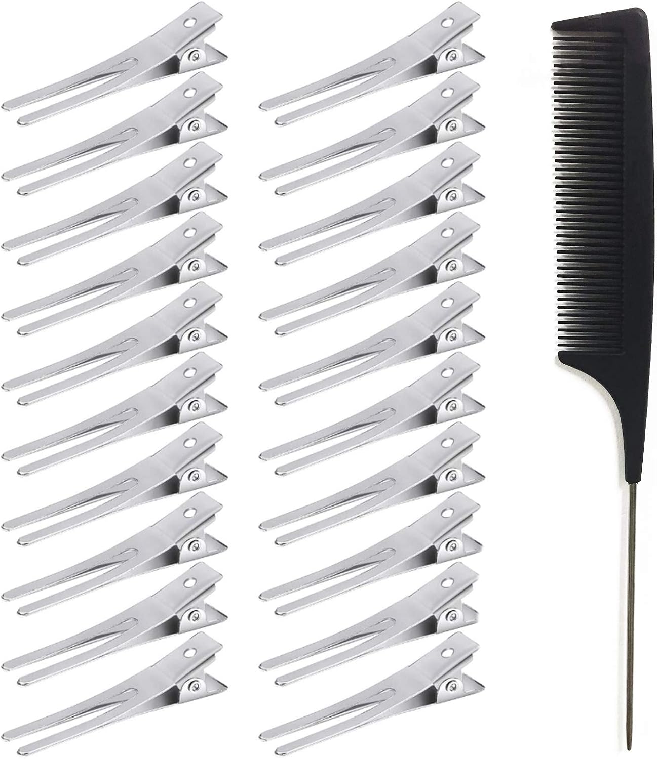 VEGCOO 60 Pack Profession Hairdressing Double Prong Pin Curl Clips