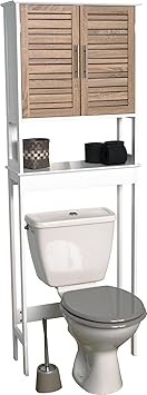 Badezimmerregal für über die Toilette - 2 Türen und 1 Ablagefläche - Effekt : Gealterte Eiche