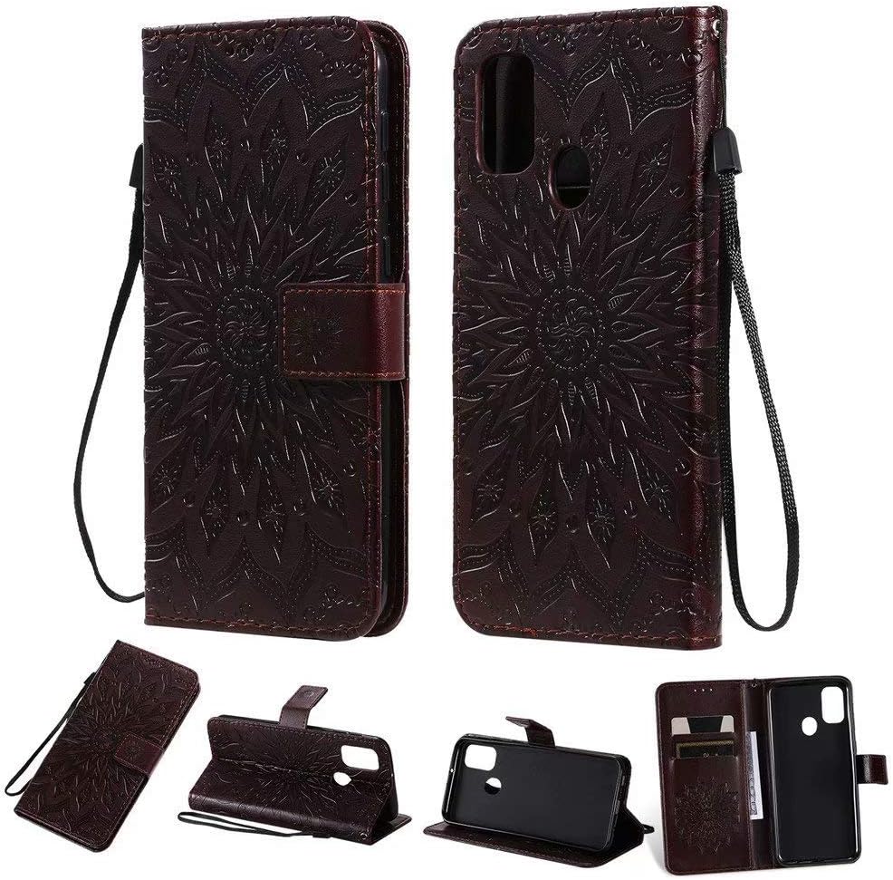 Case for Samsung Galaxy M30s, WVYMX Samsung Galaxy M30s Wallet Case, PU Flip Cover with Slim Back Cover, Card Slots Money Pocket Kickstand Case for Samsung Galaxy M30s Brown