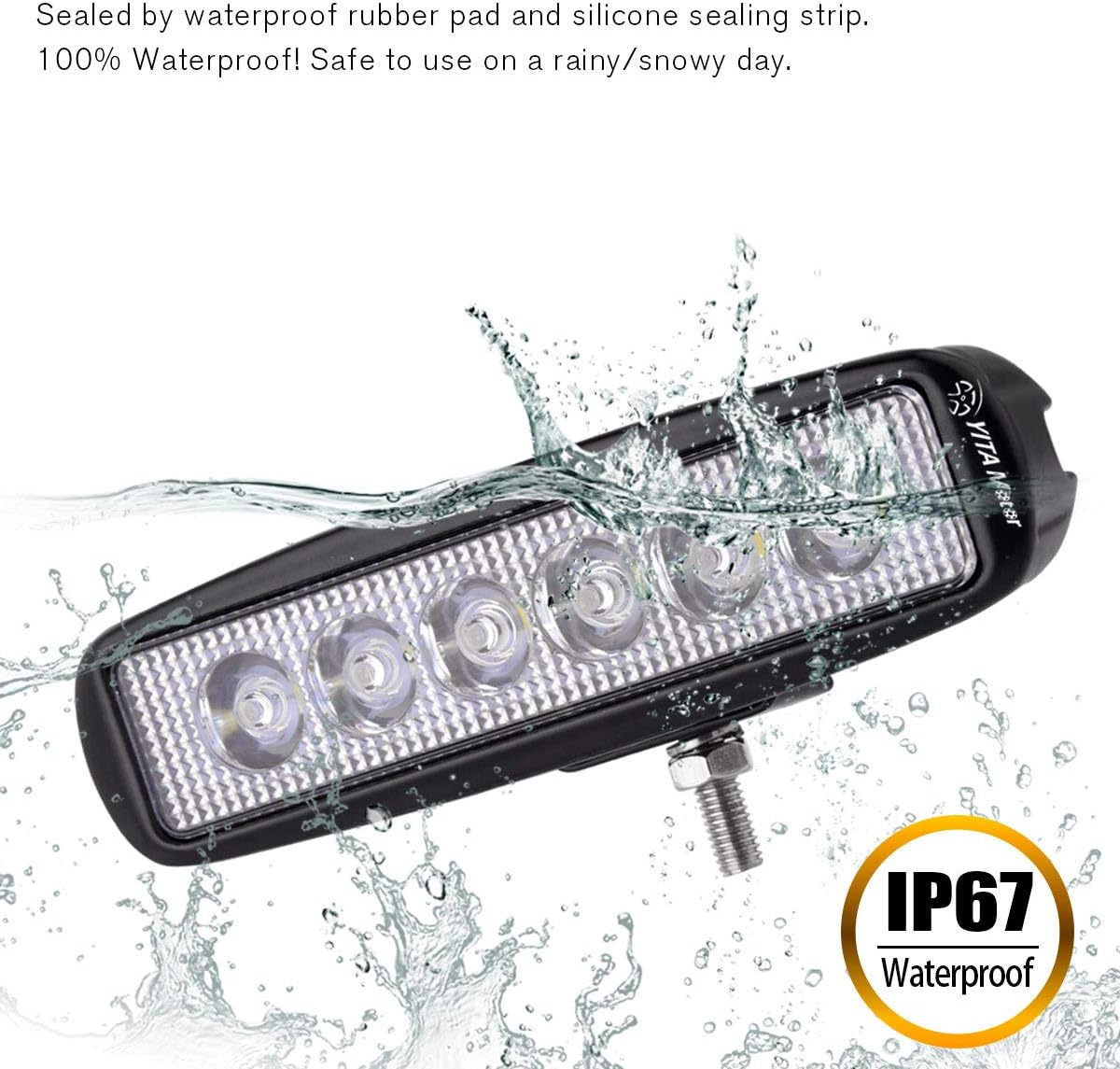 YITAMOTOR LED Light Bar 2PCS 18W 6 Inch Flood LED Work Light Pods Single Row Off Road Led Light Driving Light Fog Light Boat Light Waterproof SUV ATV 4WD Car Truck Golf Cart 12V 24V, 2 Year Warranty: Automotive
