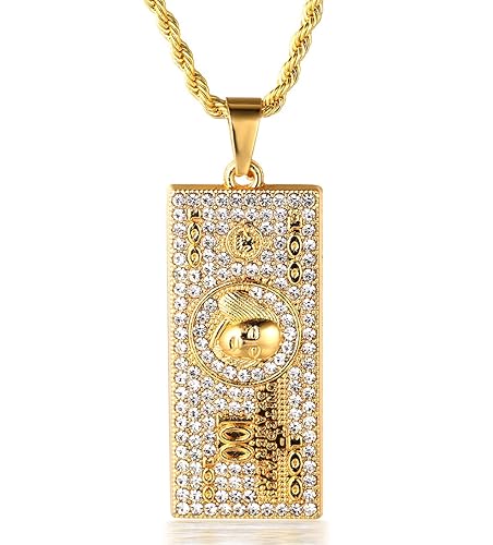 Halukakah ? Dollar ? Männlich 18k Echt Vergoldet 100 US Dollar Geld Anhänger Künstliche Diamanten Gesetzt Halskette mit Koste