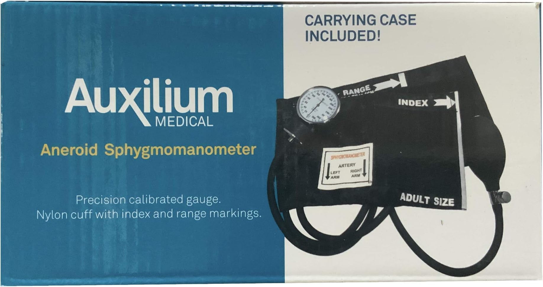 Auxilium Medical High Blood Pressure Monitor Machine - Essential Medical Supplies for Doctors or Nurses - Adult Size Black Kit with Manual Cuff