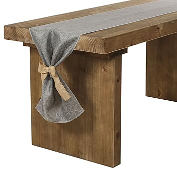 Amazon Com Ling S Moment Faux Burlap Table Runner Gray Table
