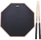 LOLUNUT 12 Inch Silent Drum Pad, 2-Sided Dumb Drum Beginner Rubber Practice Pad, with 5A Drum Sticks