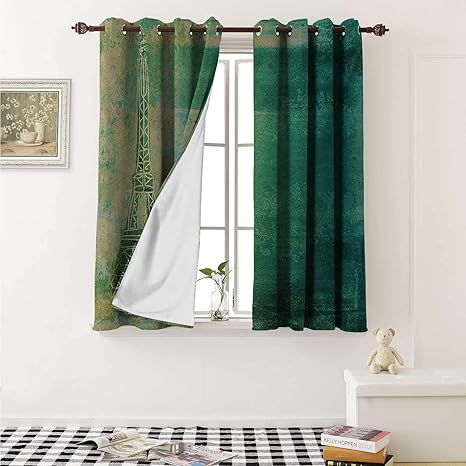Amazon Com Shenglv Eiffel Tower Room Darkening Wide Curtains