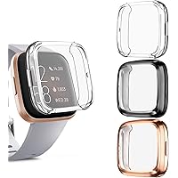 [3 Pack] Cases Compatible with Fitbit Versa 2 Screen Protector Case, Soft TPU Ultra Clear Protective Cover for Fitbit…