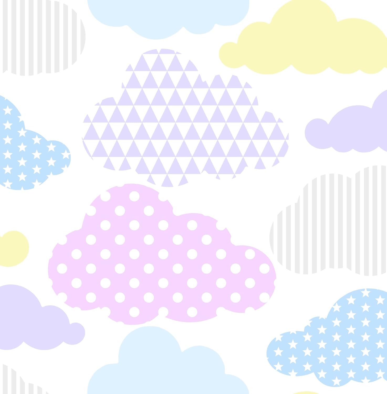 Superfresco Easy Marshmallow Clouds & Harlequin Print Multicolour Paste the Wall Wallpaper, 52 x 1000 cm - Image 3