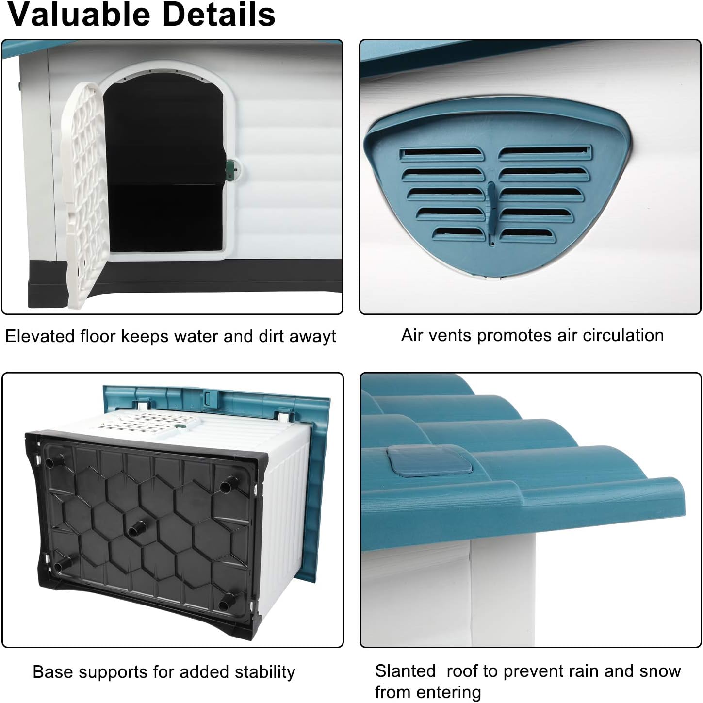 Indoor & Outdoor Use Pet Dog Kennel Water Resistant Air Vents Elevated