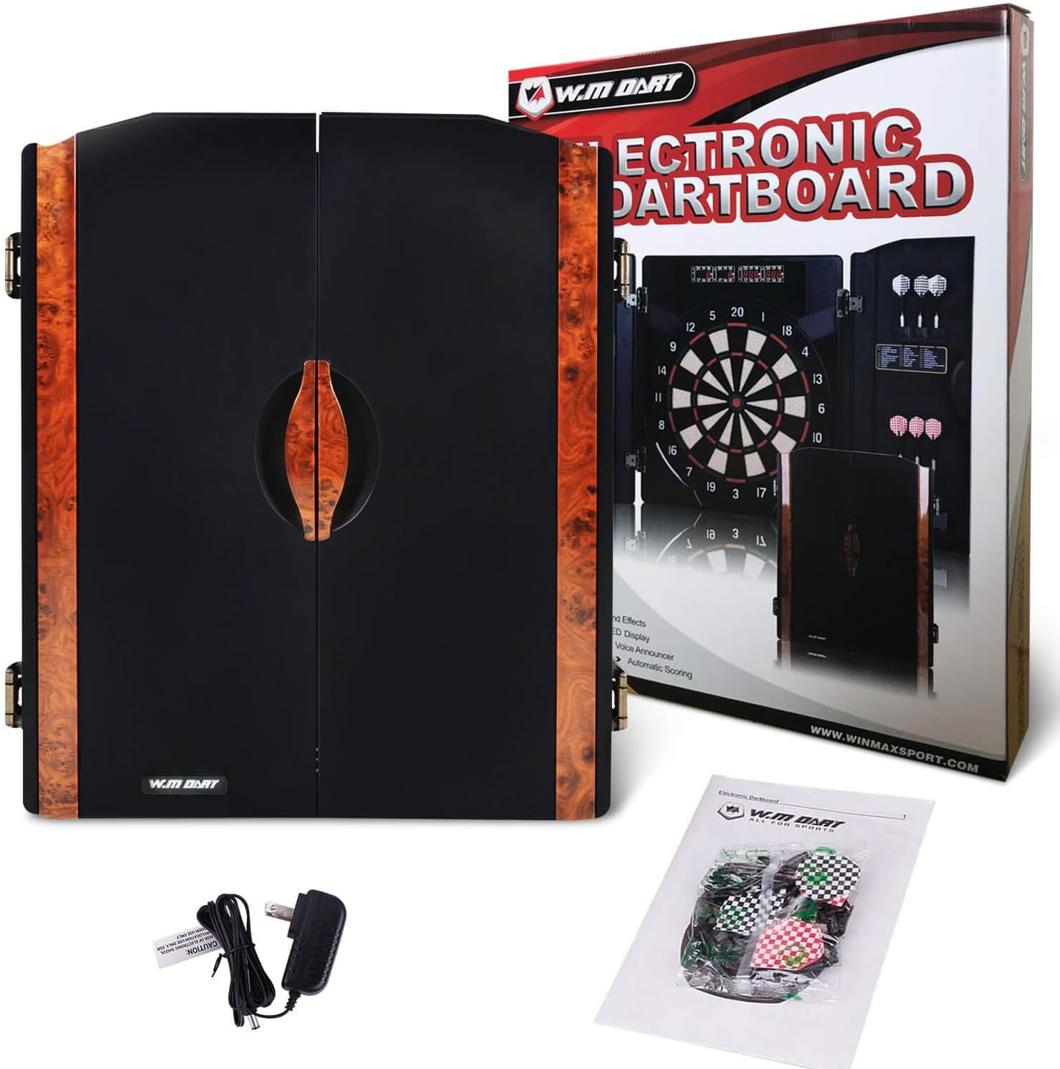 WIN.MAX Electronic Soft Tip Dartboard Set with Cabinet, 12 Darts LED Display : Sports & Outdoors