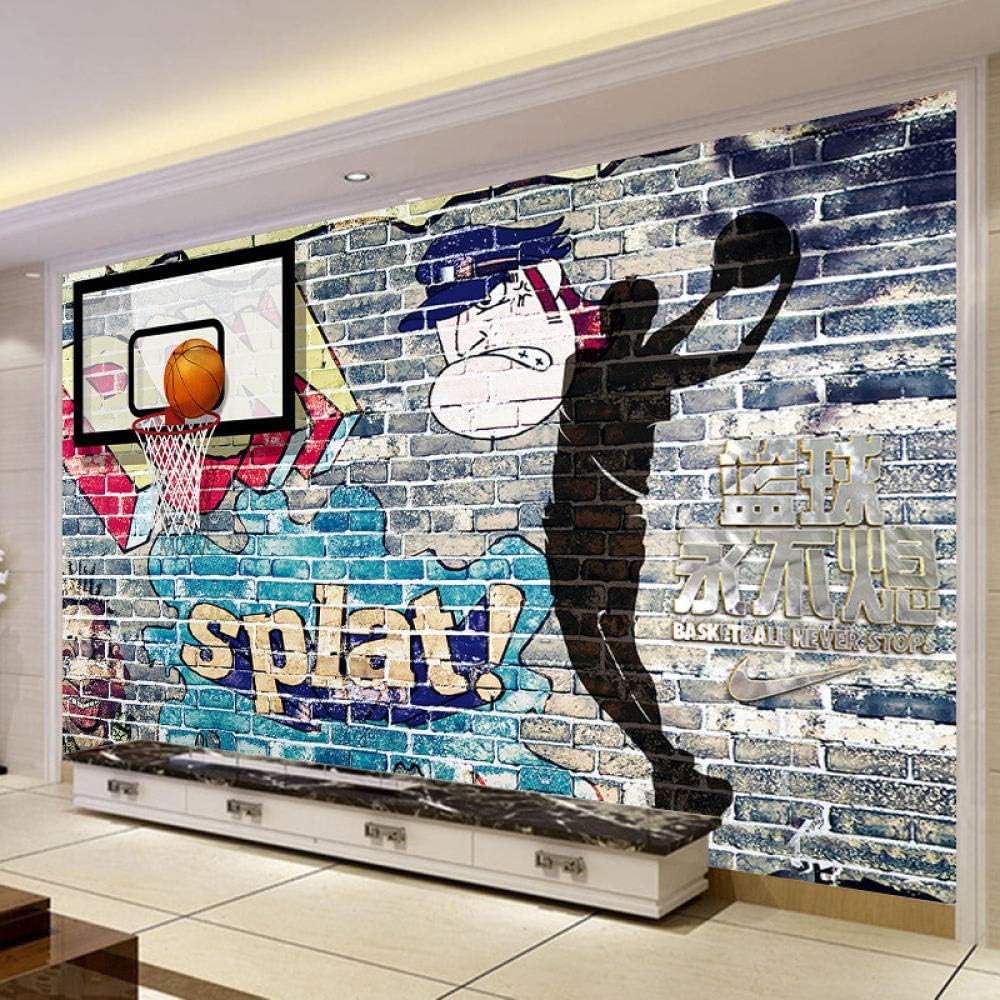3D Mural Wallpaper Living Room Bedroom TV Background Wall Basketball NBA Theme Living Room Sofa TV Background Wall Paper Mural Modern Minimalist wallpaper200cm×140cm