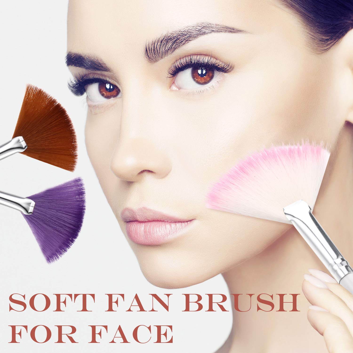 16 Pieces Fan Mask Brush Fan Applicator Long Handle Makeup Brush Facial Brushes Cosmetic Tools, 4 Colors: Beauty