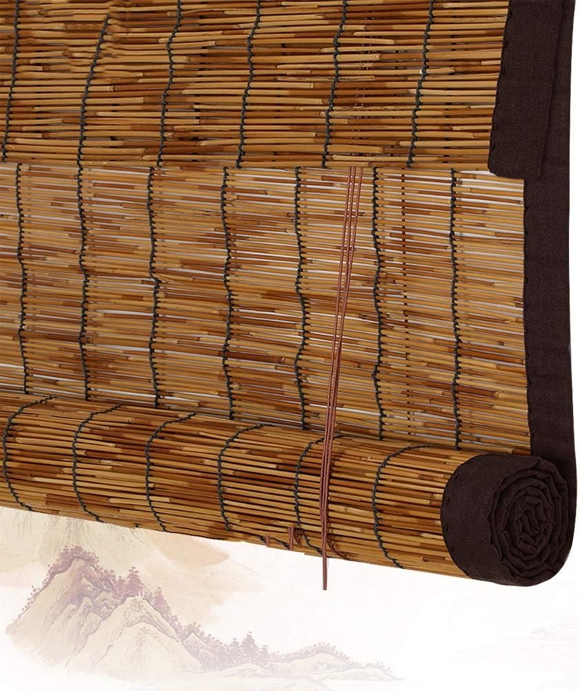 JIAJUAN Roller Blinds Natural Reed Matchstick Light Filtering Roll-up Roman Window Shades with Side Pull, Customizable, 2 Colors (Color : B, Size : 120X180CM)