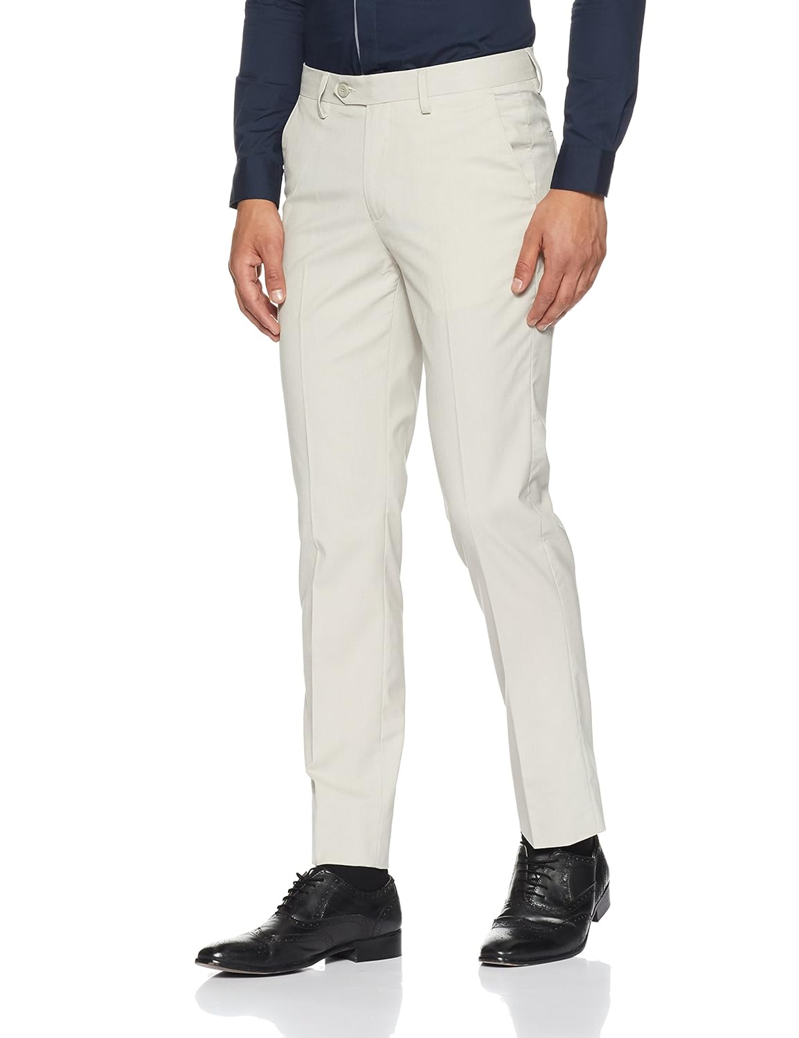 peter england men's slim fit formal trousers