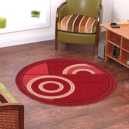 Status Taba Nylon Material Mat with Anti Skid Backing (2.5 * 2.2 Feet(Round Rug))