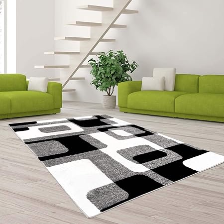 Carpet City Teppich Hochwertig Modern Designer Moda Wohnzimmer Konturenschnitt Retro Muster Grau Creme Schwarz Grosse 80 300 Cm Amazon De Kuche Haushalt