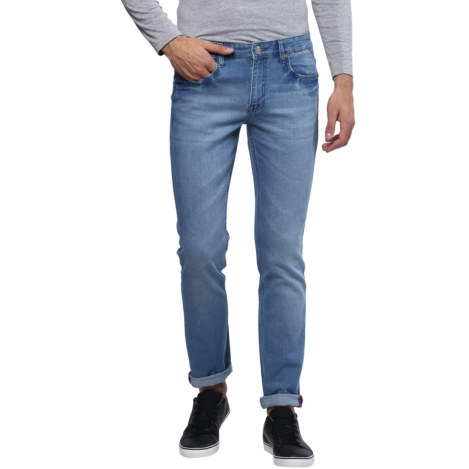 urbano fashion men's light blue stretchable slim fit jeans